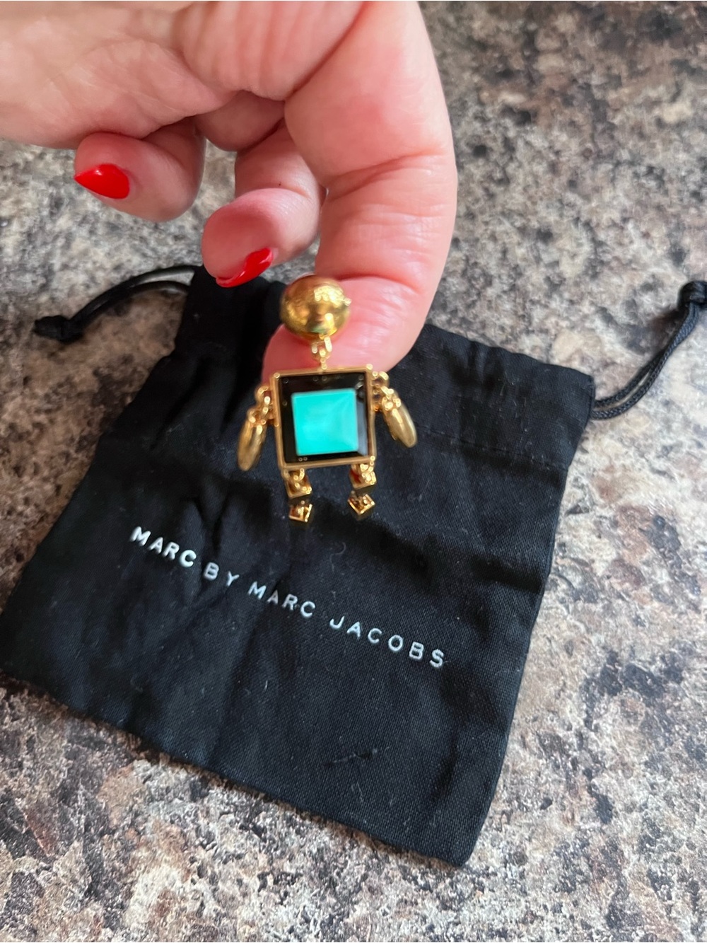 Marc by Marc Jacobs Gold Robot Earring with Turquoise Center